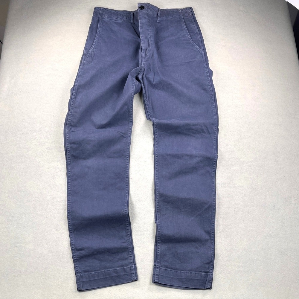 Best Made Co Men 36x34 Slate Blue HBT Twill Military Chino Pants Button Fly